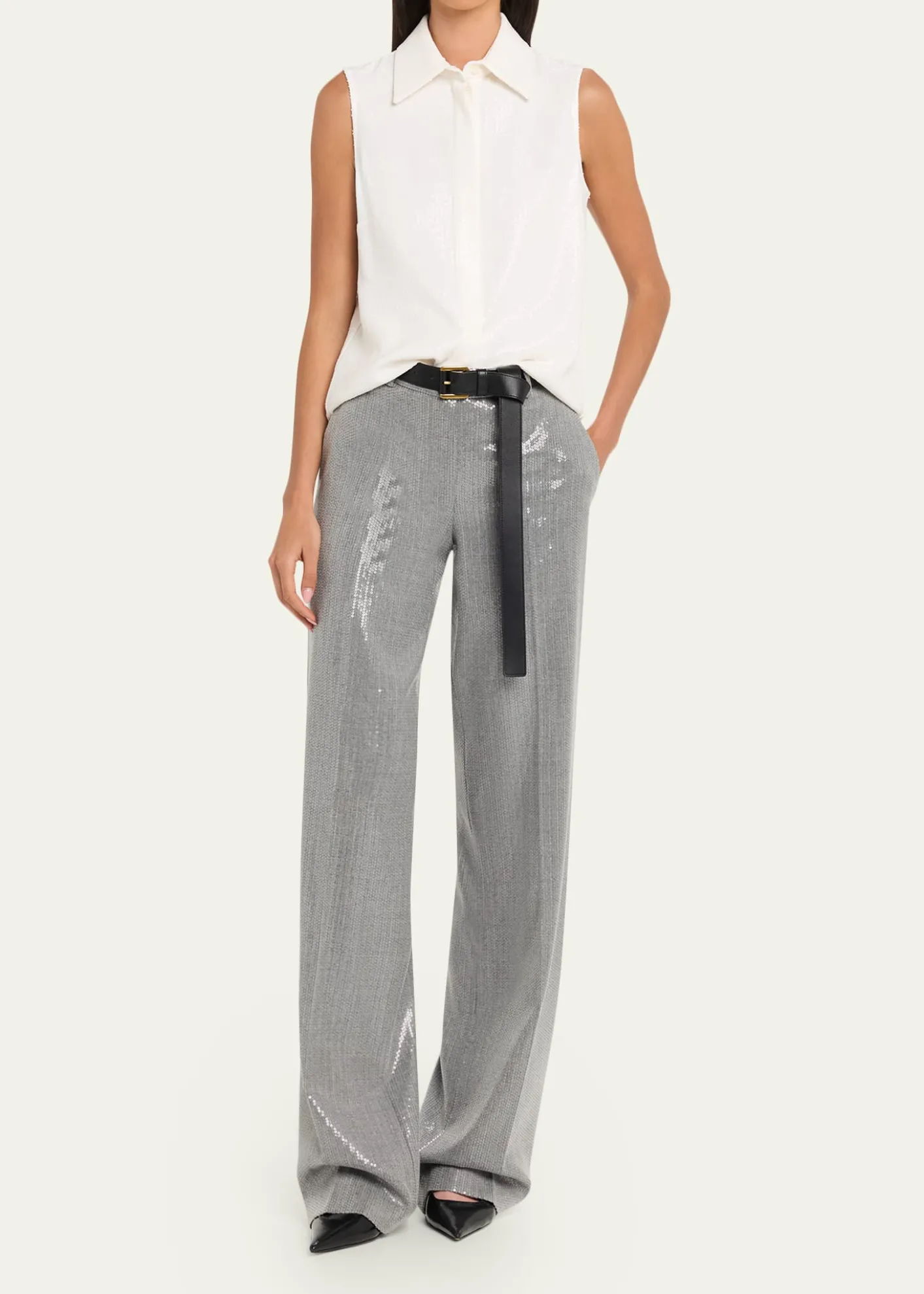Michael Kors CollectionCamilla Sequin Pinstripe Wide-Leg Trousers