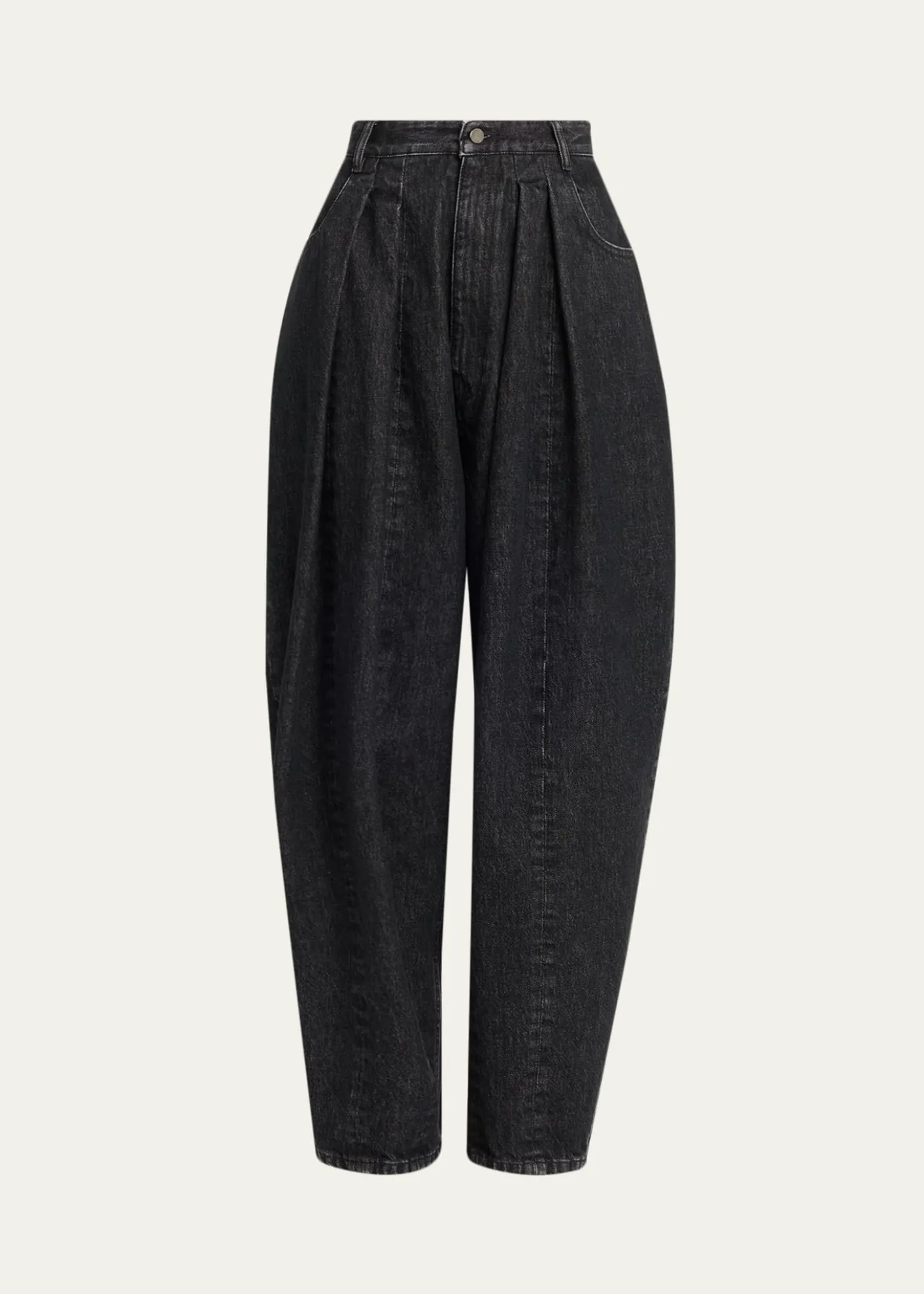 Michael Kors CollectionCourtney Pleated Cotton Denim Barrel Jeans