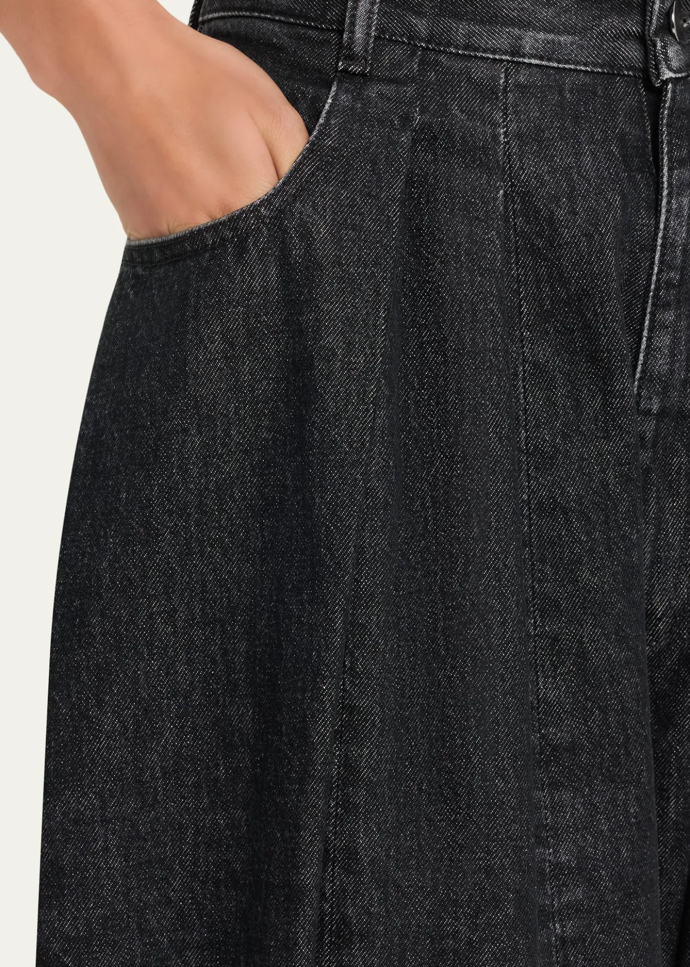 Michael Kors CollectionCourtney Pleated Cotton Denim Barrel Jeans