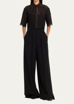 Michael Kors CollectionCropped Scalloped Lace Shirt