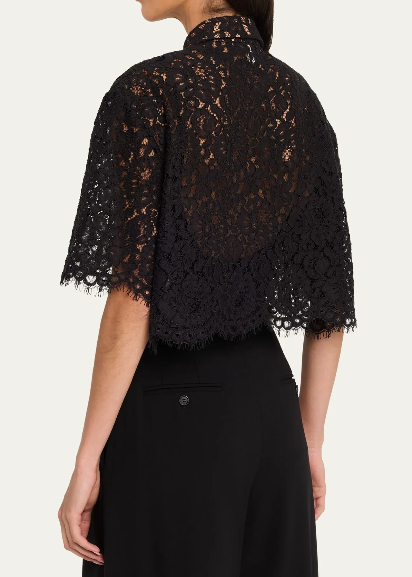 Michael Kors CollectionCropped Scalloped Lace Shirt
