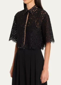Michael Kors CollectionCropped Scalloped Lace Shirt
