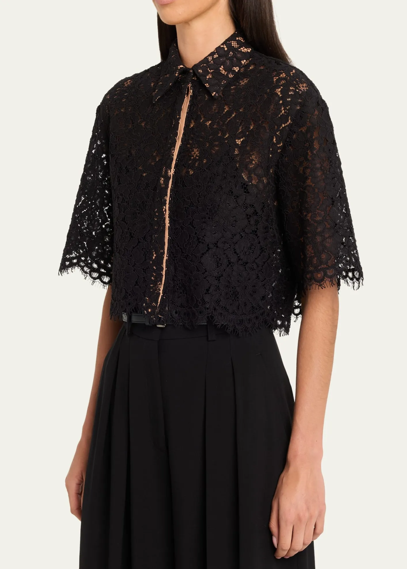 Michael Kors CollectionCropped Scalloped Lace Shirt