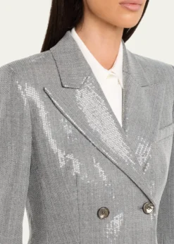 Michael Kors CollectionDouble-Breasted Pinstripe Sequin Jacket