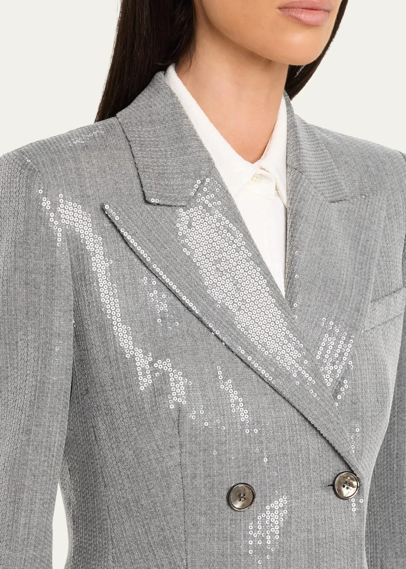 Michael Kors CollectionDouble-Breasted Pinstripe Sequin Jacket