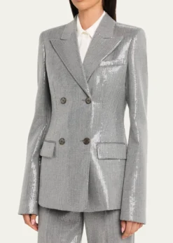Michael Kors CollectionDouble-Breasted Pinstripe Sequin Jacket
