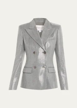 Michael Kors CollectionDouble-Breasted Pinstripe Sequin Jacket