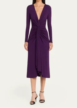 Michael Kors CollectionDraped Deep V-Neck Midi Dress