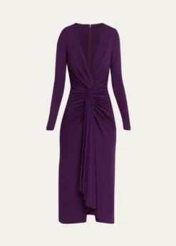 Michael Kors CollectionDraped Deep V-Neck Midi Dress