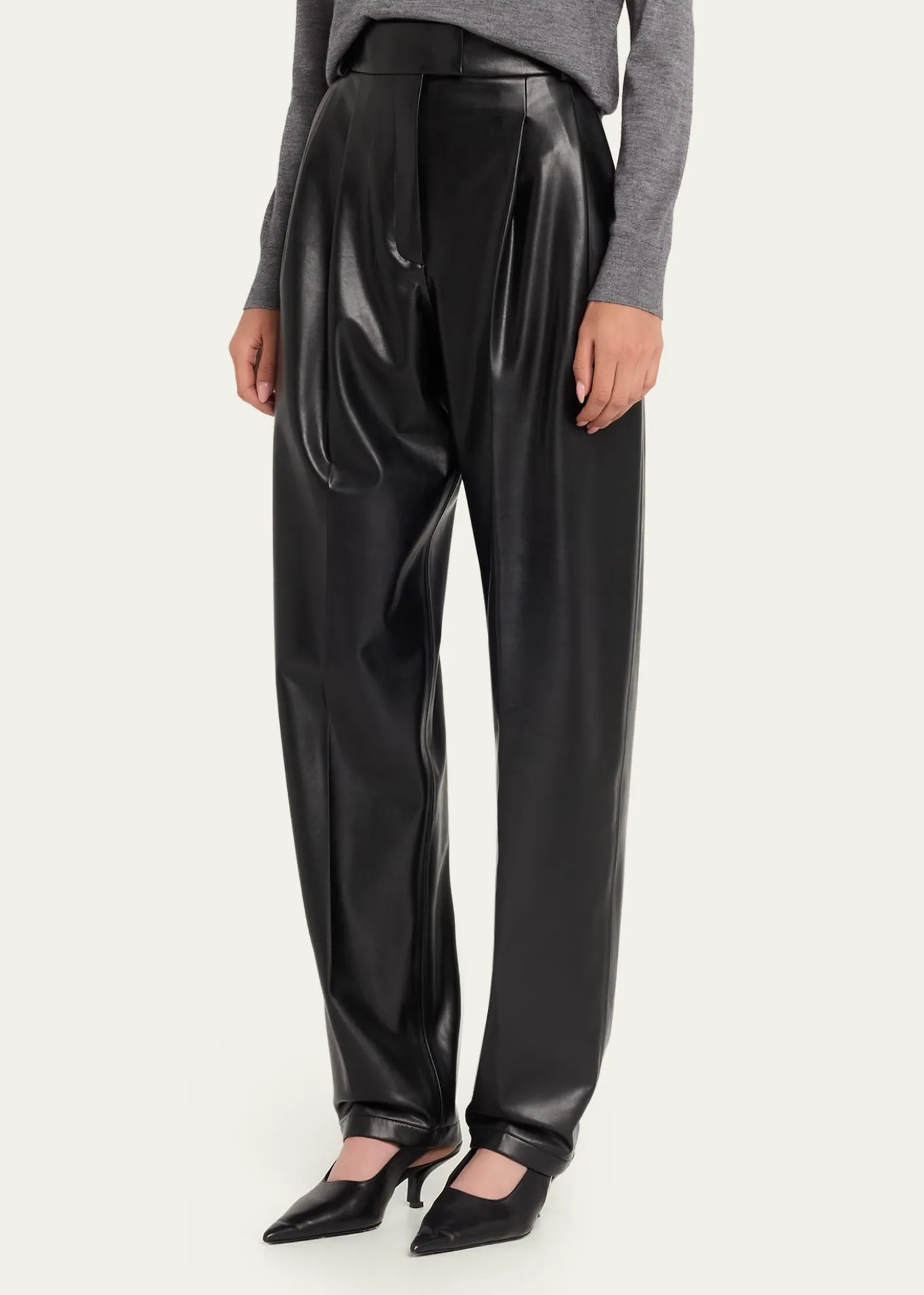Michael Kors CollectionDru Pleated Tapered Faux Leather Pants