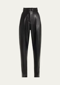 Michael Kors CollectionDru Pleated Tapered Faux Leather Pants