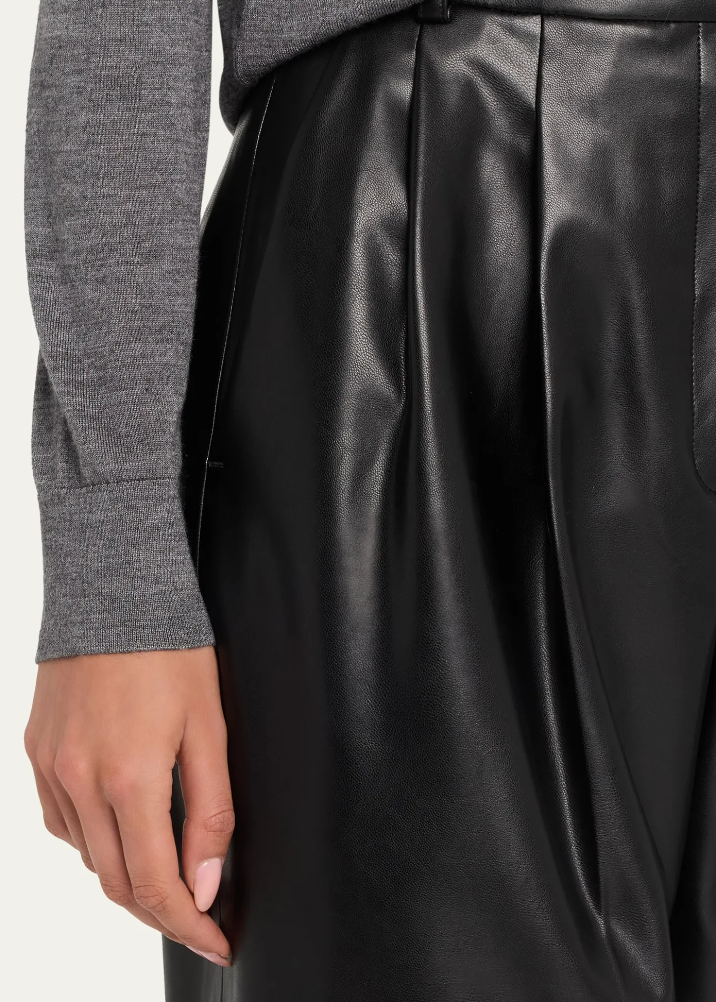 Michael Kors CollectionDru Pleated Tapered Faux Leather Pants