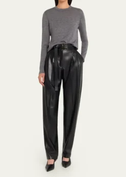 Michael Kors CollectionDru Pleated Tapered Faux Leather Pants
