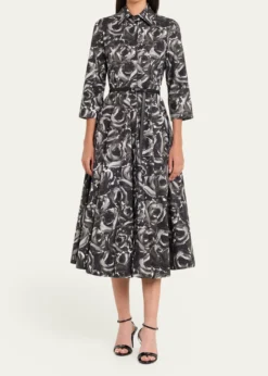 Michael Kors CollectionFloral-Print Cotton Midi Shirtdress
