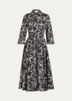 Michael Kors CollectionFloral-Print Cotton Midi Shirtdress