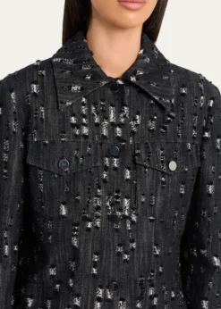Michael Kors CollectionFrayed Cotton Denim Jean Jacket