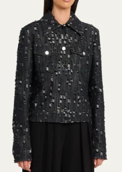 Michael Kors CollectionFrayed Cotton Denim Jean Jacket