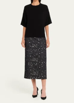 Michael Kors CollectionFrayed Denim Midi Pencil Skirt