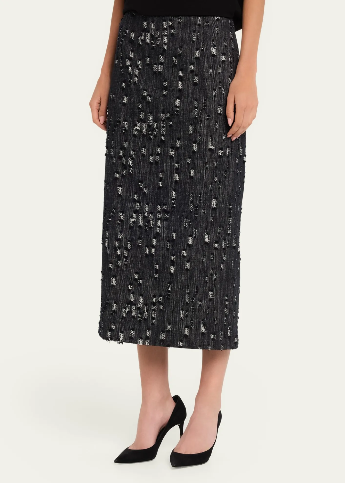 Michael Kors CollectionFrayed Denim Midi Pencil Skirt