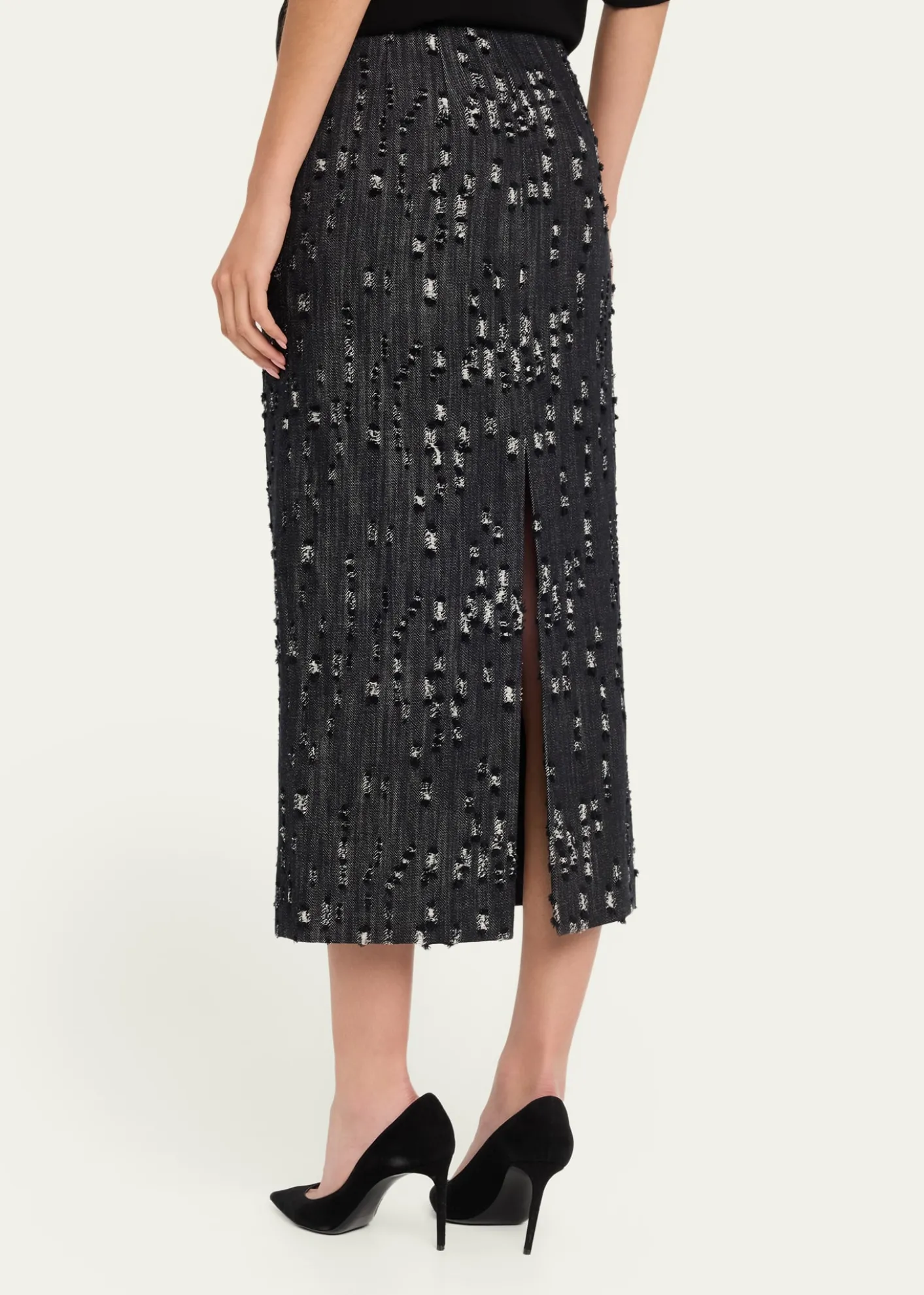 Michael Kors CollectionFrayed Denim Midi Pencil Skirt