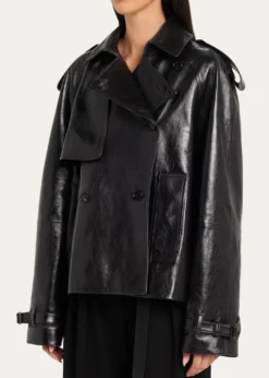 Michael Kors CollectionOversized Cropped Leather Trench Coat