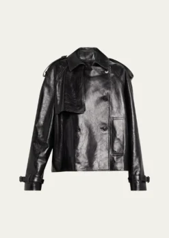 Michael Kors CollectionOversized Cropped Leather Trench Coat