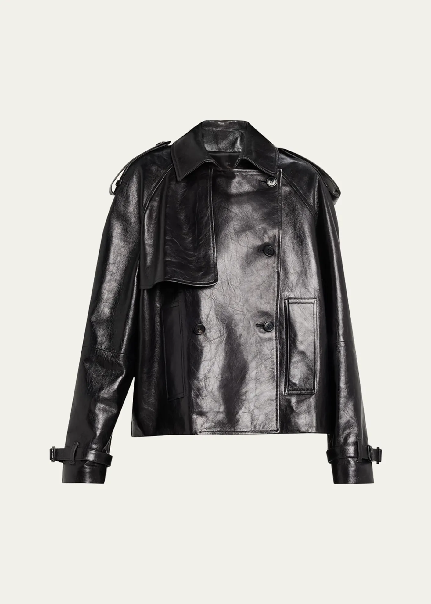 Michael Kors CollectionOversized Cropped Leather Trench Coat
