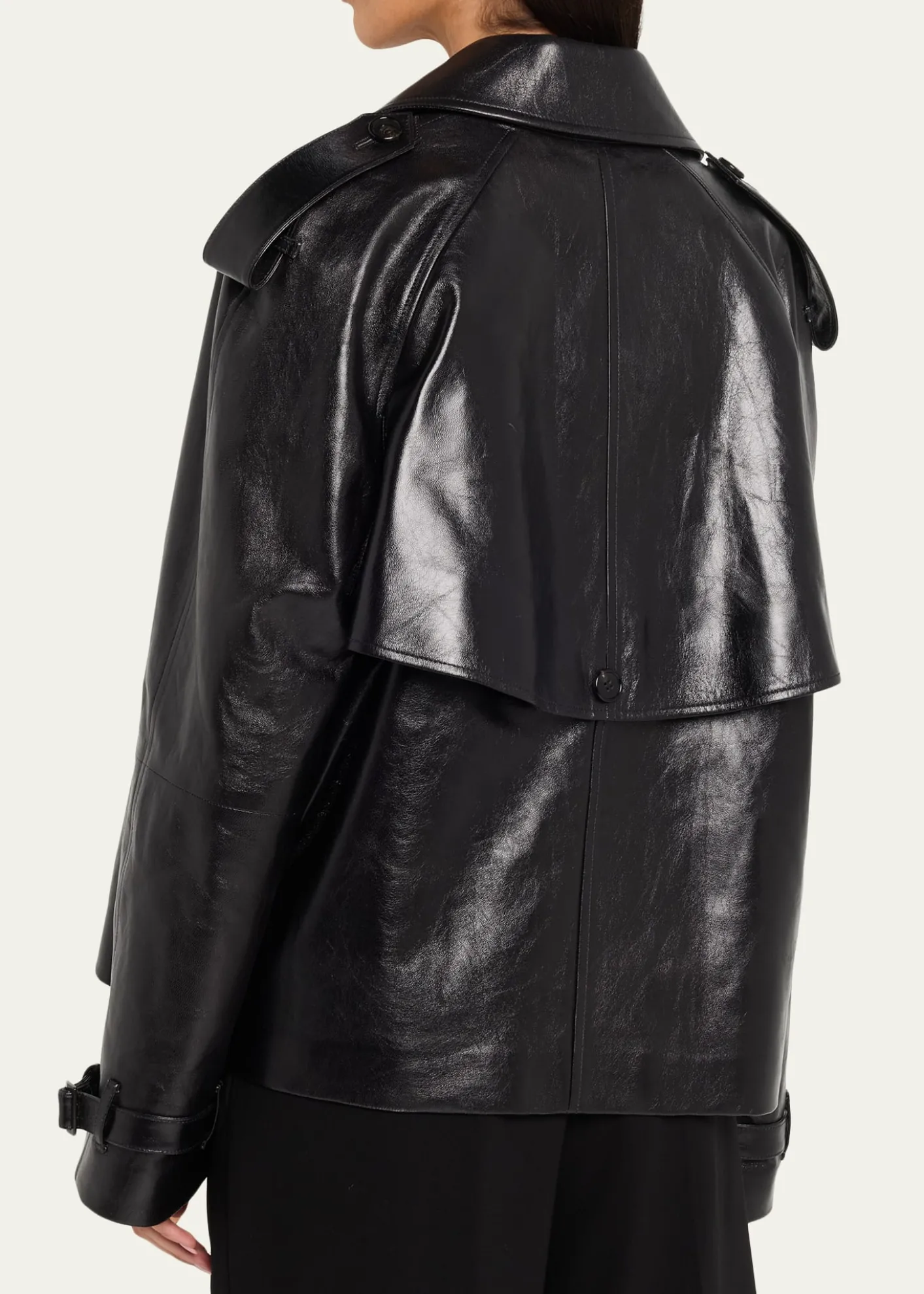Michael Kors CollectionOversized Cropped Leather Trench Coat
