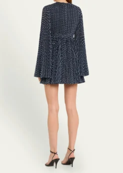 Michael Kors CollectionPolka Dot Pleated Fit-Flare Mini Dress