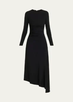 Michael Kors CollectionRuched Long-Sleeve Asymmetric Midi Dress