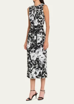 Michael Kors CollectionSleeveless Floral-Print Column Midi Dress