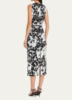 Michael Kors CollectionSleeveless Floral-Print Column Midi Dress