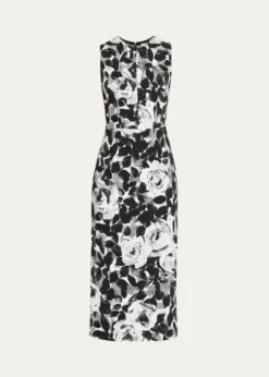 Michael Kors CollectionSleeveless Floral-Print Column Midi Dress