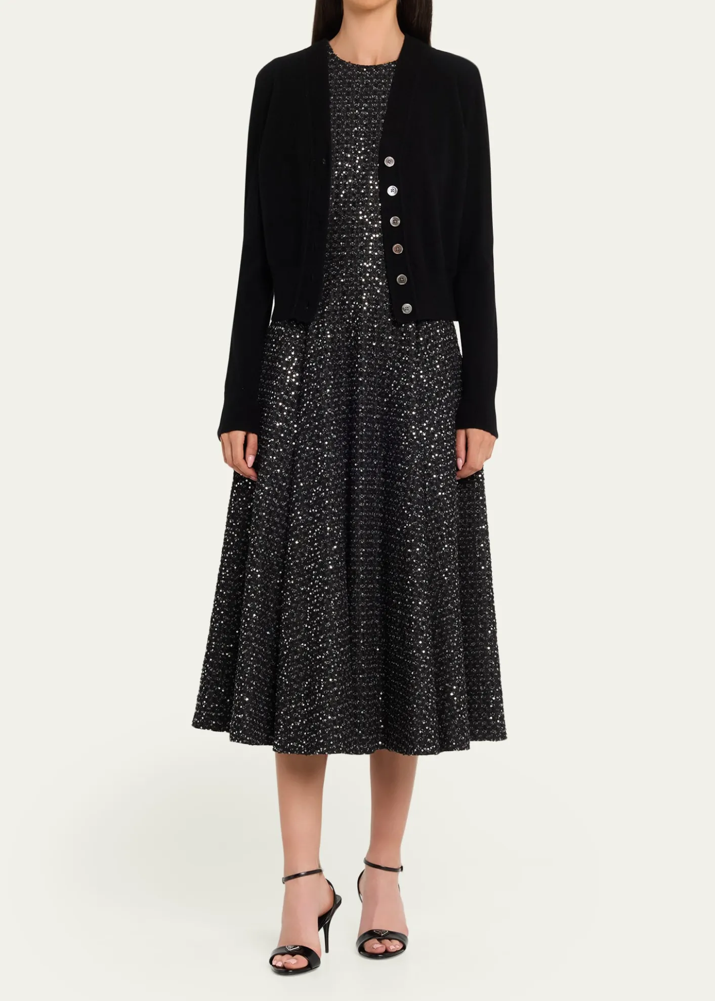 Michael Kors CollectionSleeveless Sequin Cotton Midi Dress