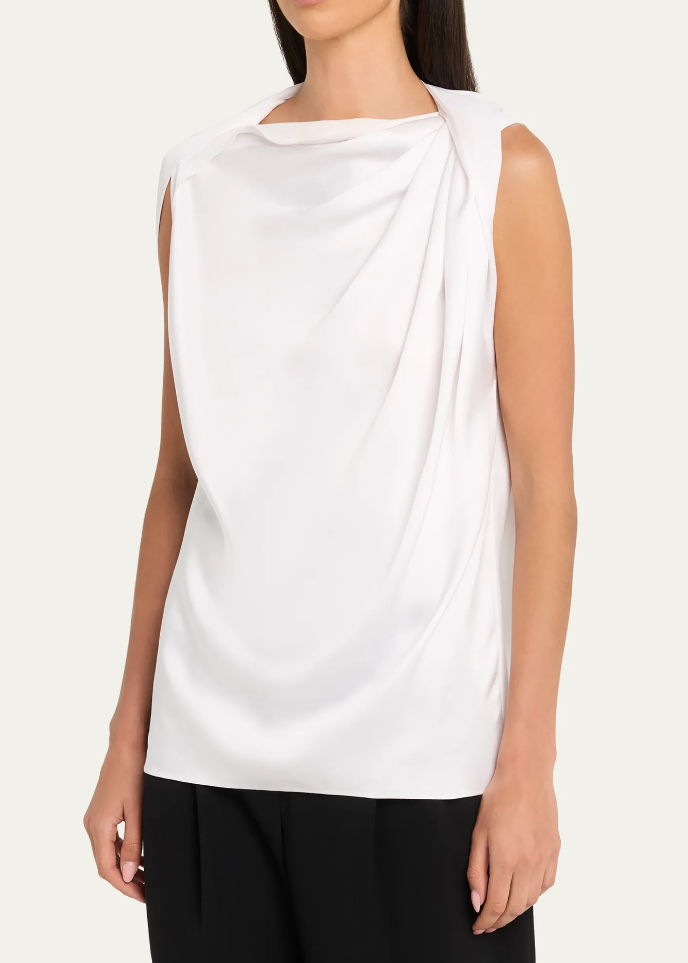 Michael Kors CollectionSleeveless Draped High-Neck Blouse