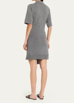 Michael Kors CollectionTie-Waist Cashmere Polo Sweater Mini Dress