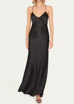 MillyAddie Cutout Hammered Satin Cami Maxi Dress