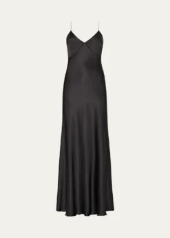 MillyAddie Cutout Hammered Satin Cami Maxi Dress