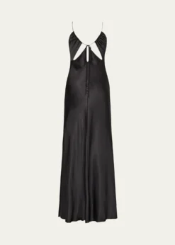 MillyAddie Cutout Hammered Satin Cami Maxi Dress