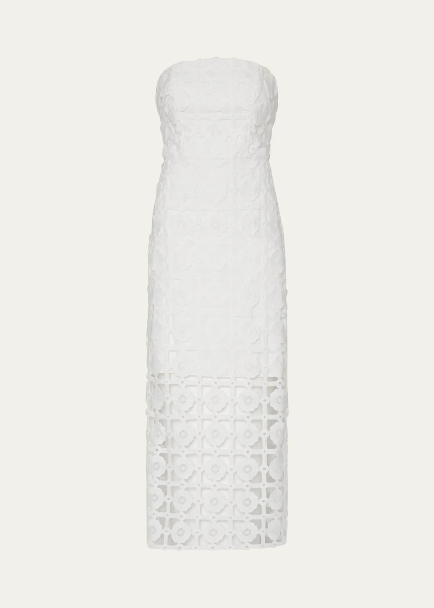 MillyKait Strapless Tile Lace Midi Dress