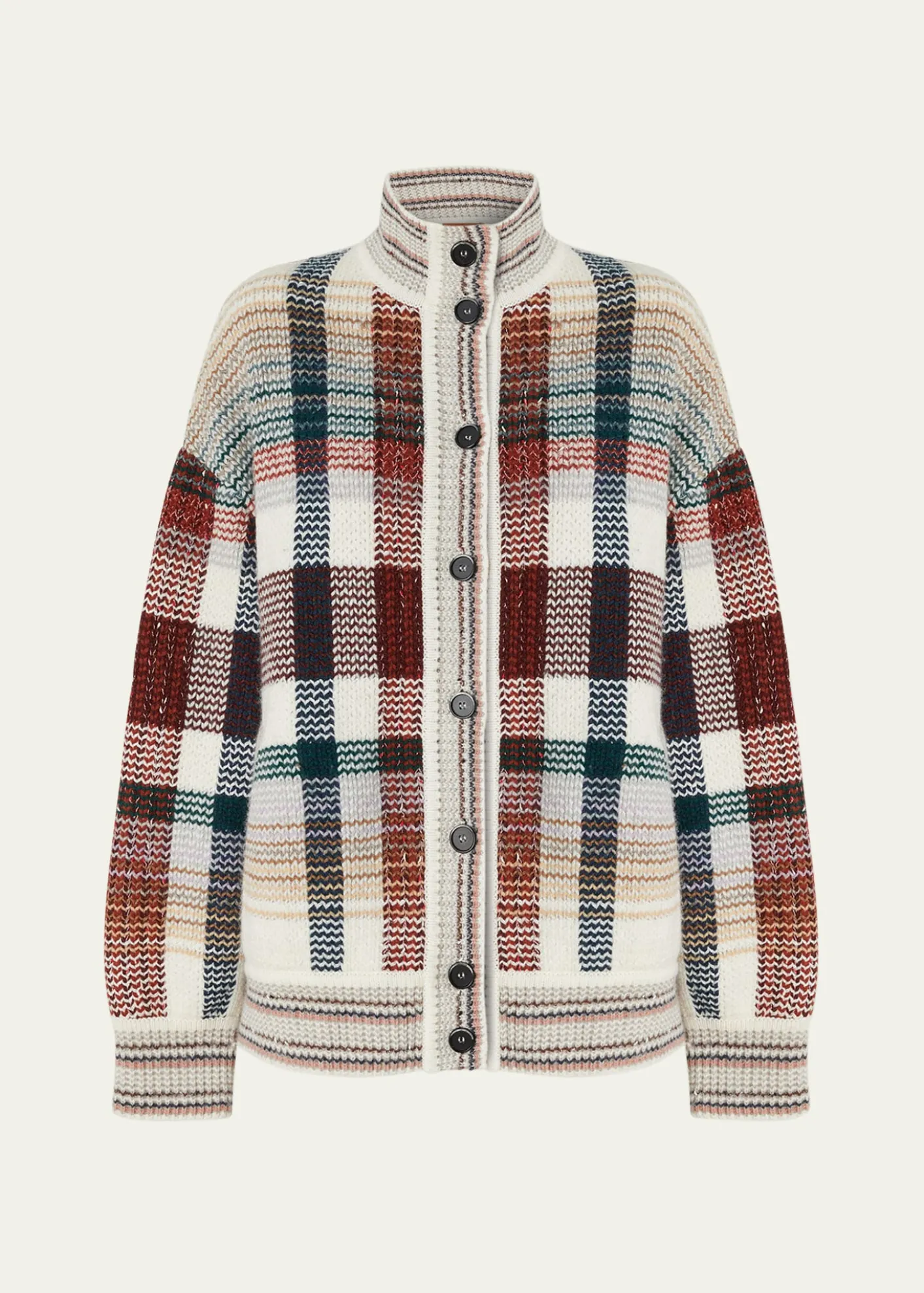MissoniCheck Turtleneck Cardigan