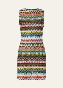 MissoniMare Open-Back Striped Metallic Crochet Mini Dress