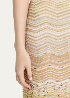 MissoniMetallic Chevron One-Shoulder Maxi Dress