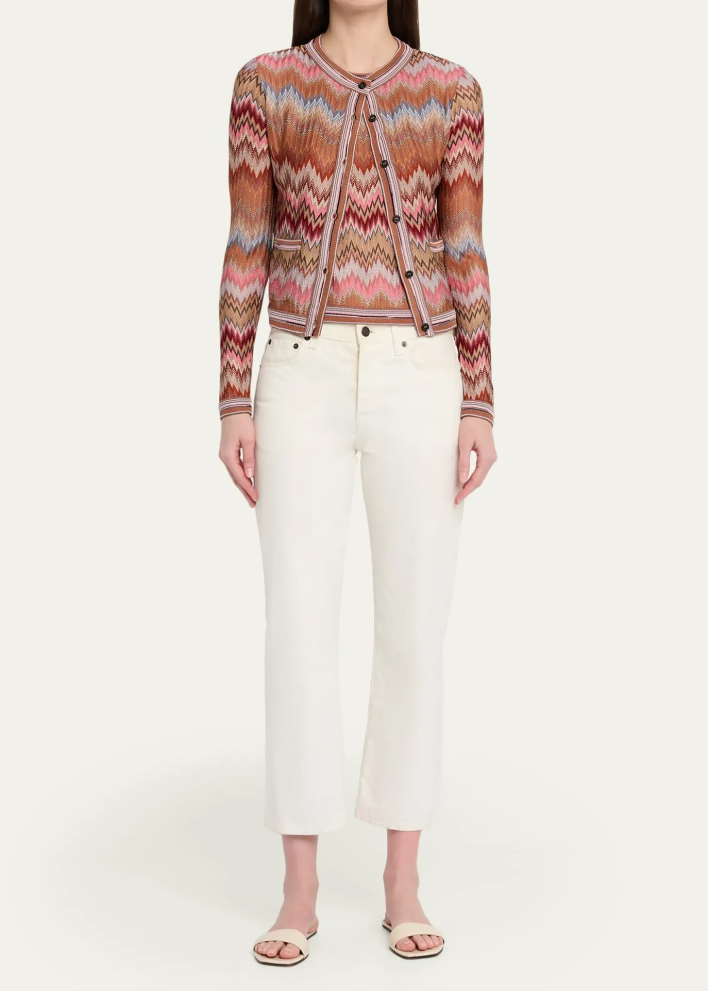 MissoniMulticolor Snake Chevron Crewneck Cardigan