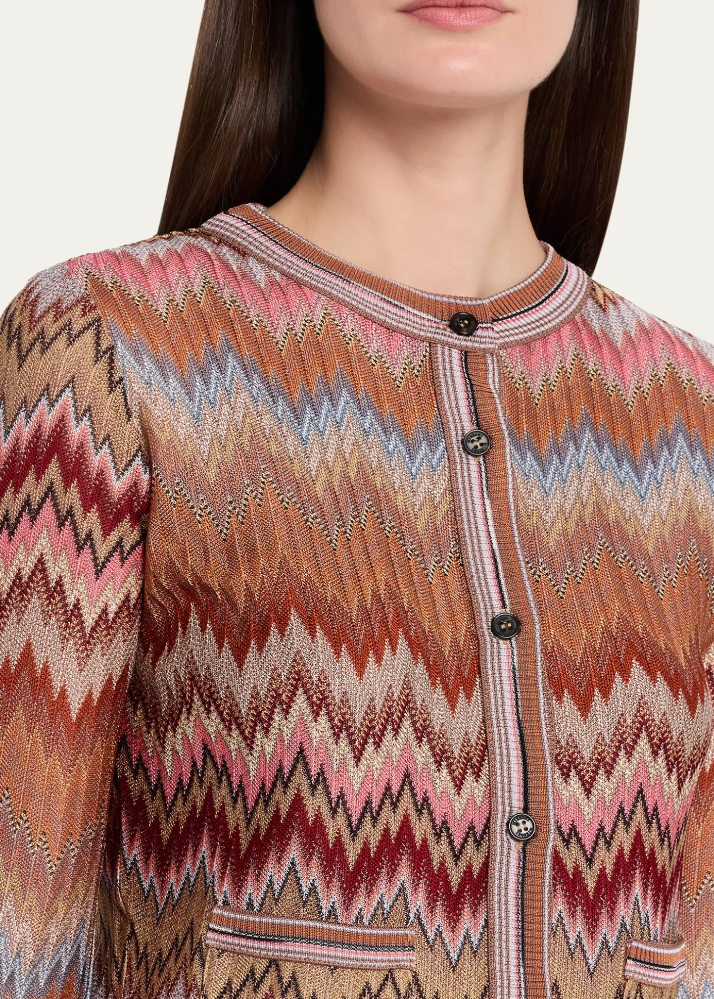 MissoniMulticolor Snake Chevron Crewneck Cardigan