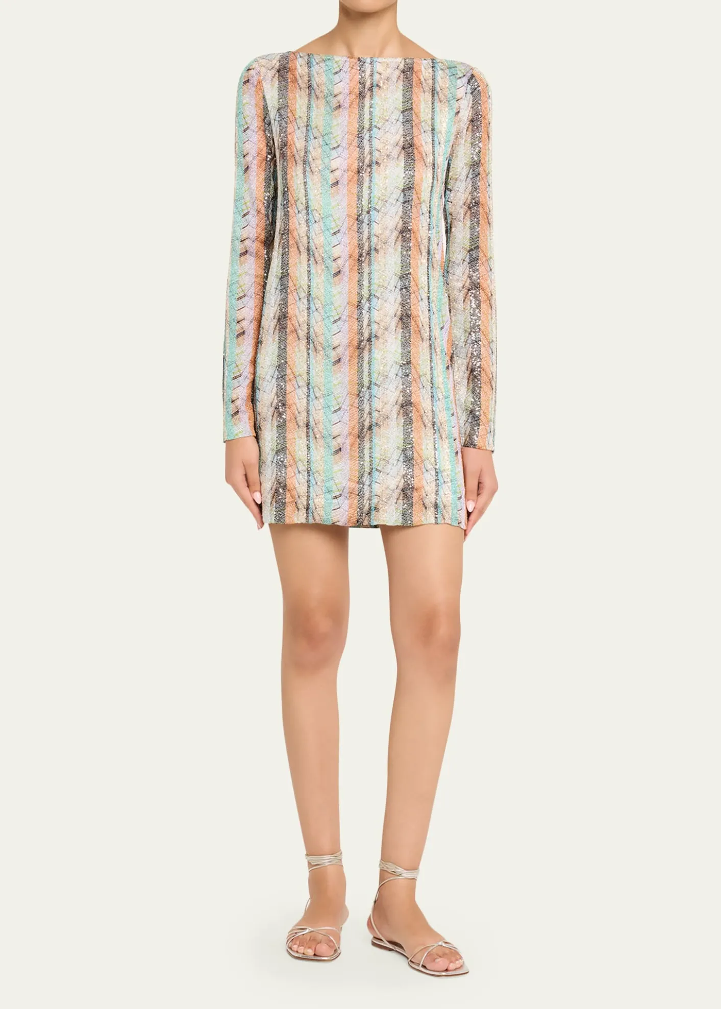 MissoniMulti-Technique Long-Sleeve Mini Dress