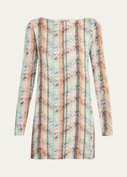 MissoniMulti-Technique Long-Sleeve Mini Dress