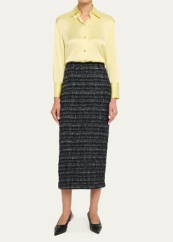 MissoniPaillette Wavy Check Tweed Midi Skirt