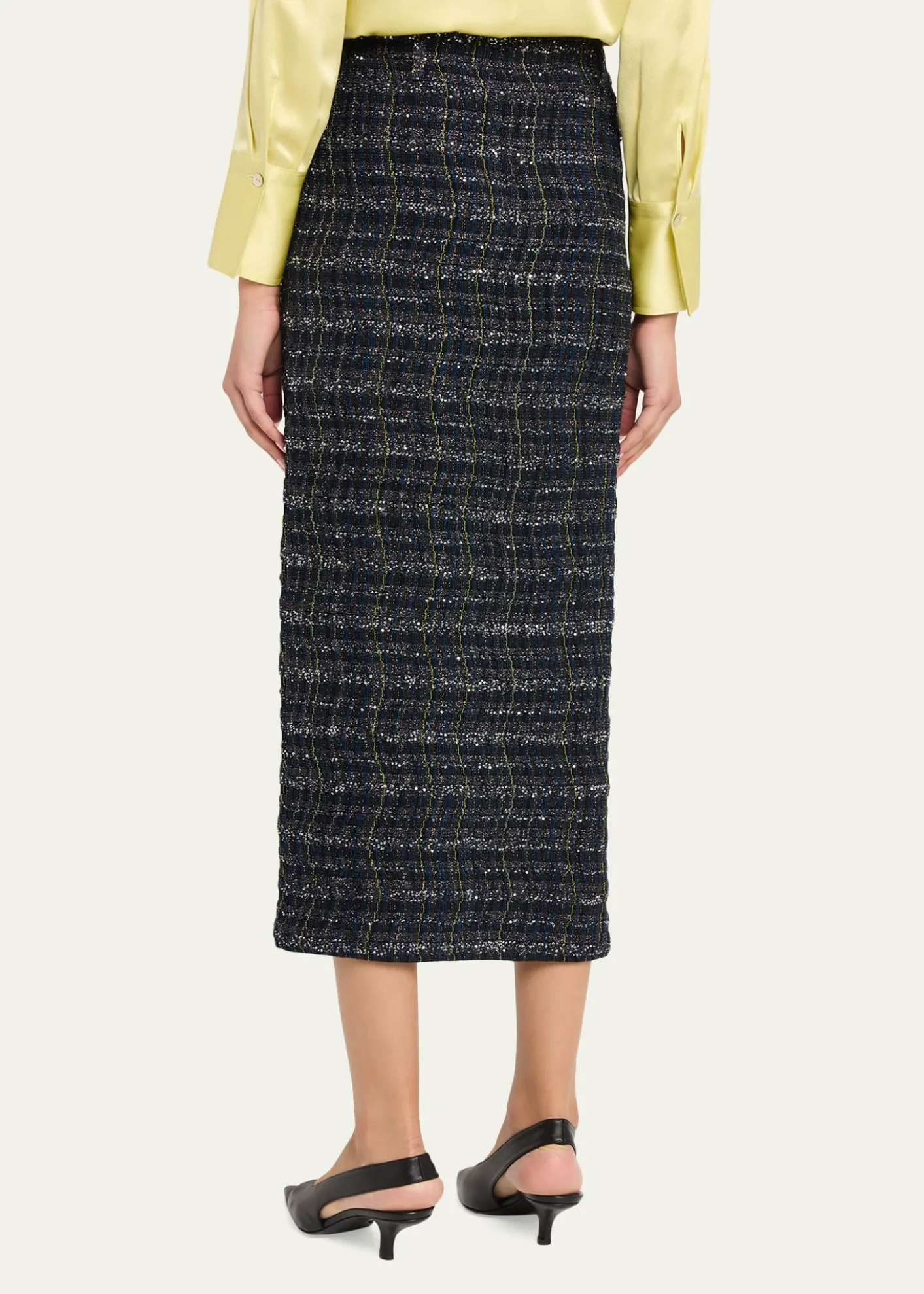 MissoniPaillette Wavy Check Tweed Midi Skirt