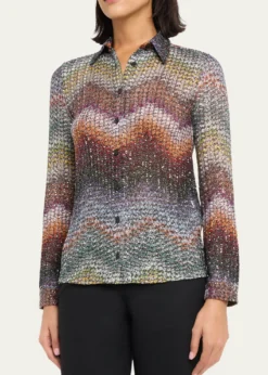 MissoniSequined Wefted Loom Knit Button-Down Shirt